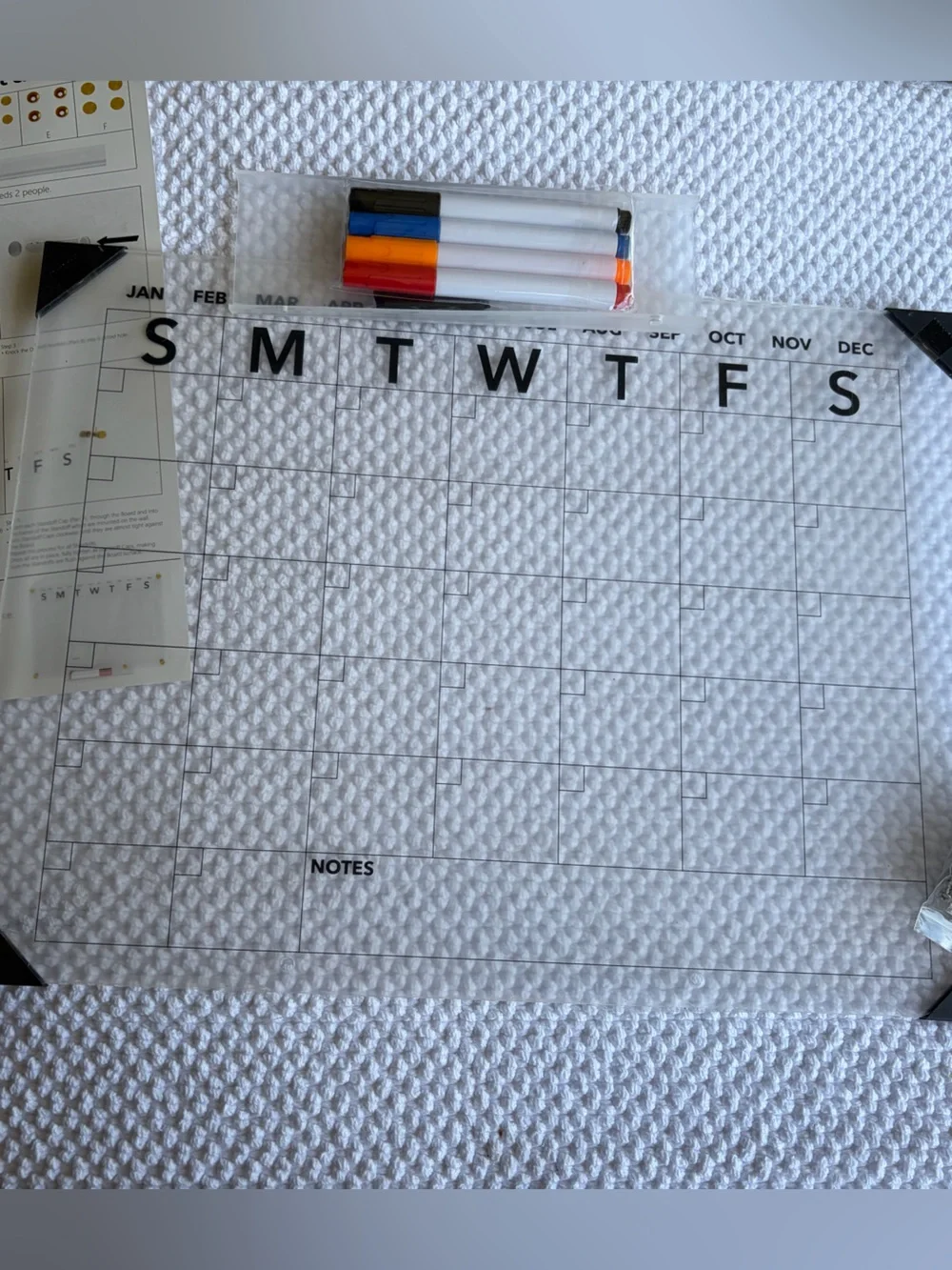 Clear Acrylic Monthly Calendar Wall Planner with Markers
